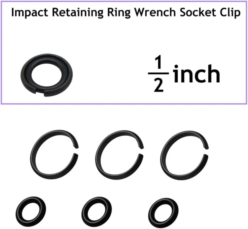 TALSWIF (6+6 Sets) 1/2” Impact Retaining Ring Friction Ring & 3/8” Impact Retaining Ring Friction Ring Anvil Clip with O-Ring for Electric Pneumatic Type Impact Wrench - Image 2